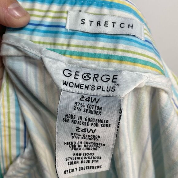 5 for $25🔥George Vertical Striped Stretch Pants Size 24W - Picture 6 of 7